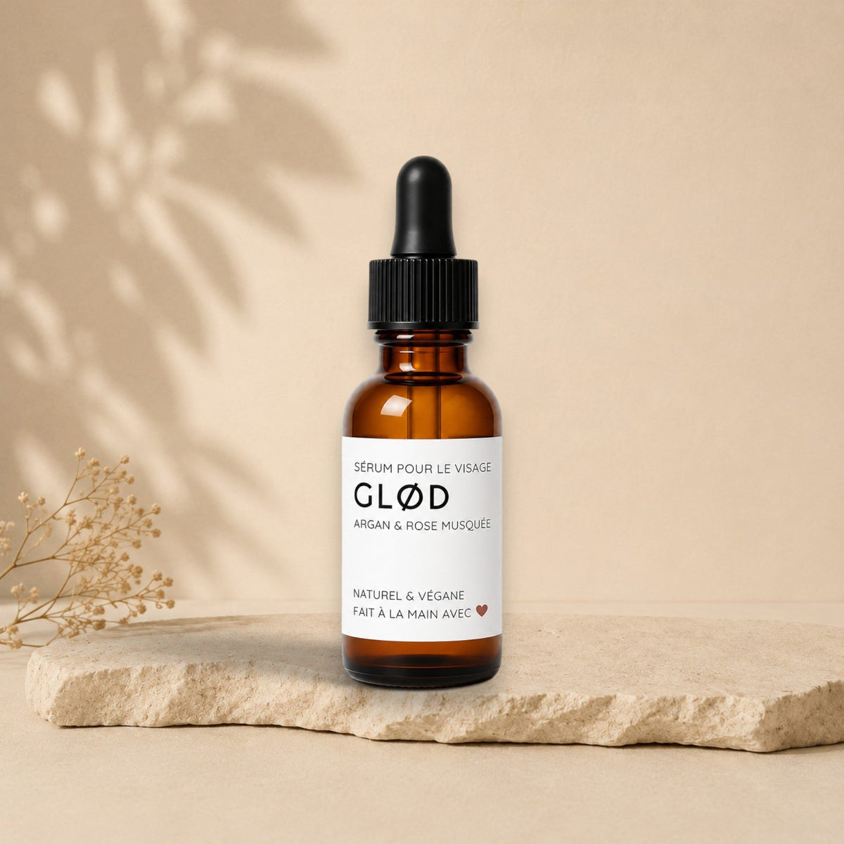 Sérum pour le visage et massage Gua Sha GLØD argan & rose musquée