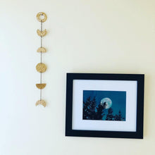 Gold Moon Phase Wall Hanging, Hammered Textured Clay Lunar Décor