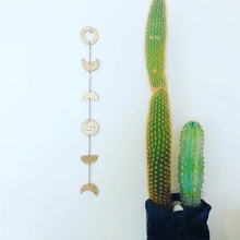Gold Moon Phase Wall Hanging, Hammered Textured Clay Lunar Décor