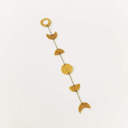 Gold Moon Phase Wall Hanging, Hammered Textured Clay Lunar Décor