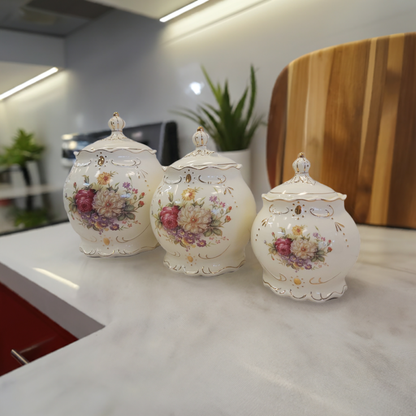 3 piece Canister Set-Flower