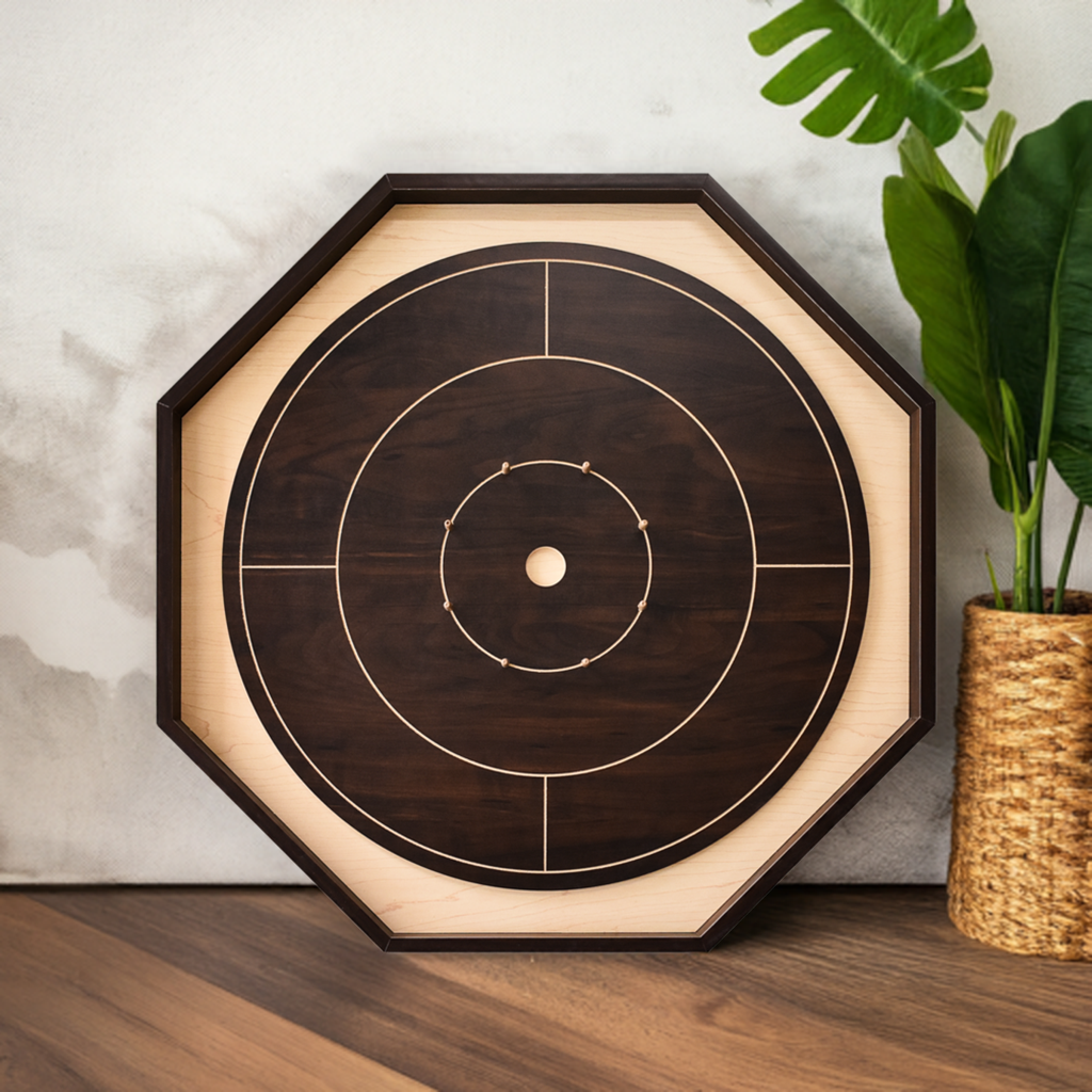 Crokinole Board pour débutants par Crokinole Canada - Crokinole en noyer et érable - Ensemble de jeu de Crokinole traditionnel