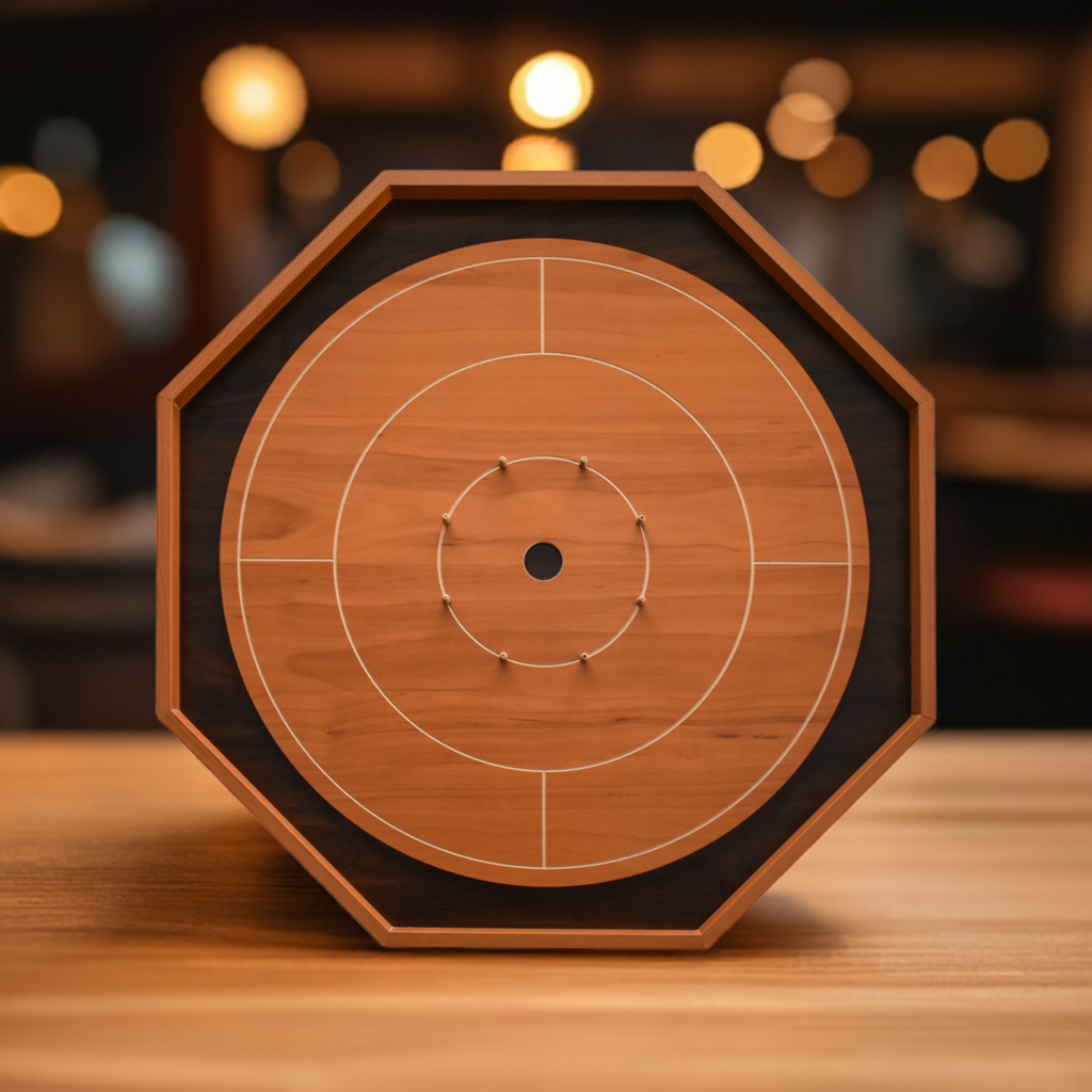 Table de crokinole pour débutants par Crokinole Canada - Mélamine cerisier et noyer - Jeu de crokinole traditionnel