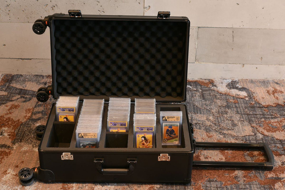 EVORETRO Graded Card Case — Show-Day Roller, TSA Lock, Foam