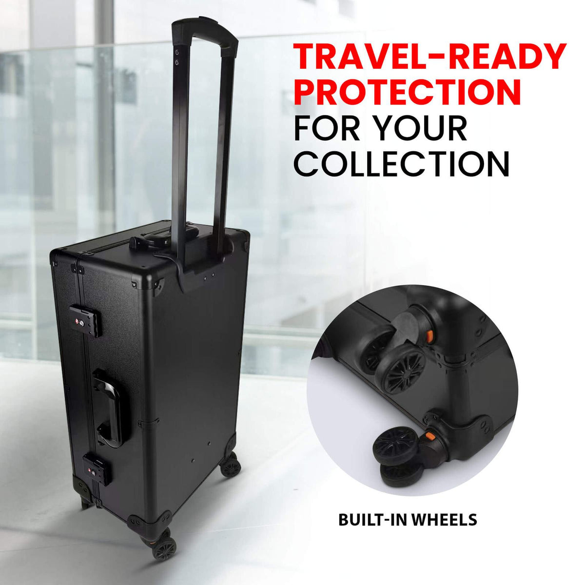 EVORETRO Graded Card Case — Show-Day Roller, TSA Lock, Foam