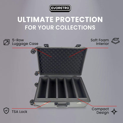 EVORETRO Graded Card Case — Show-Day Roller, TSA Lock, Foam