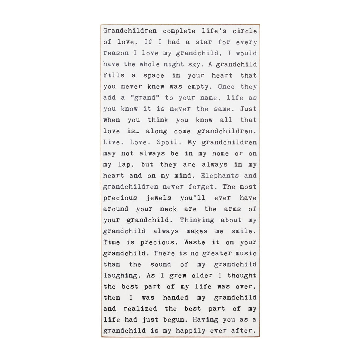 Typewriter Sign - Grandchildren