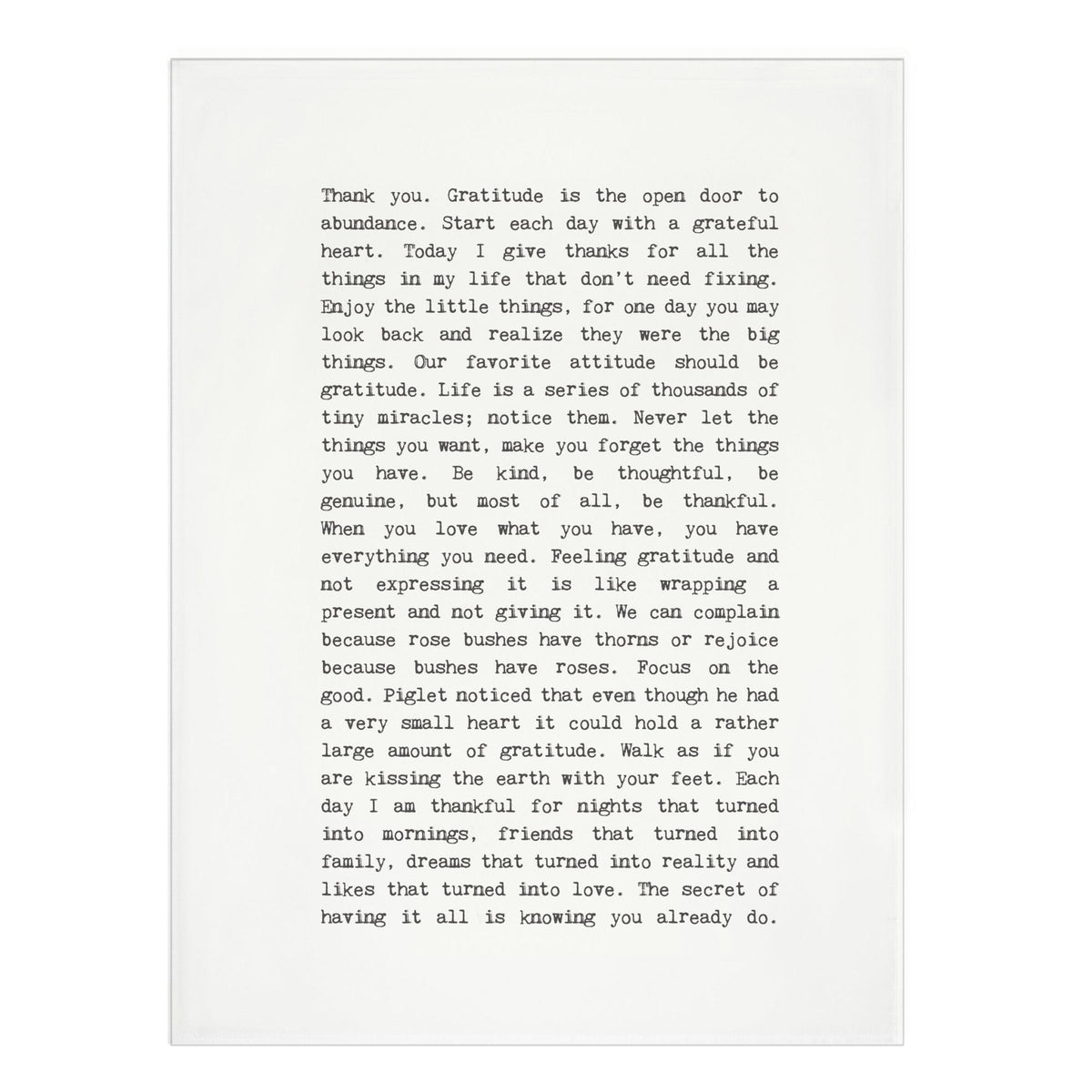 Tea Towel - Typewriter - Gratitude