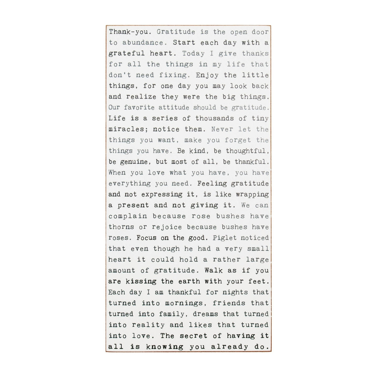 Typewriter Sign - Gratitude