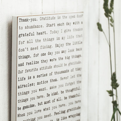 Typewriter Sign - Gratitude