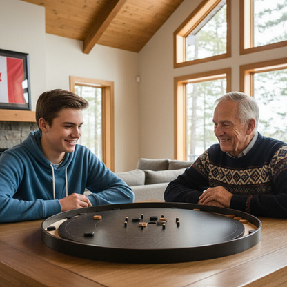 Le jeu de crokinole The Gray Maple par Crokinole Canada - Ensemble de jeu de crokinole de tournoi - Conforme aux normes de la NCA
