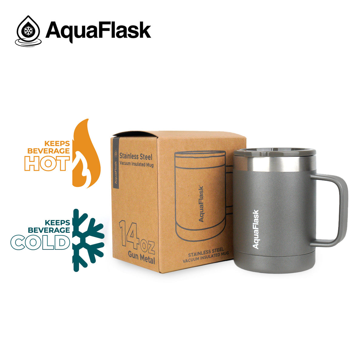 Mug Aquaflask isotherme avec couvercle et anse 415 ml (14 oz)