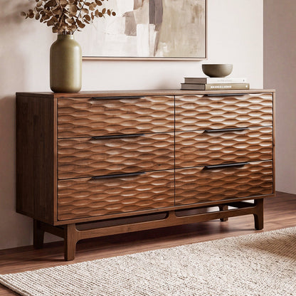 Elara Solid Wood Dresser with 6 Drawers
