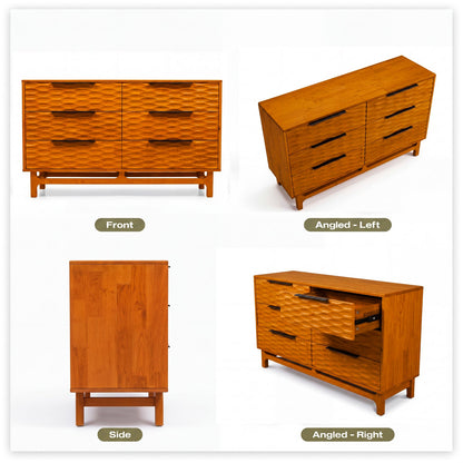 Elara Solid Wood Dresser with 6 Drawers