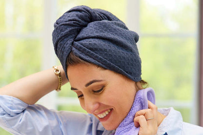 Serviette enveloppante en tissage gaufré pour cheveux