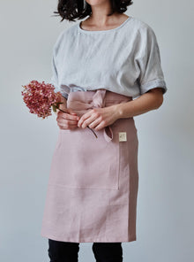 Tablier mi-lin - Rose poudré