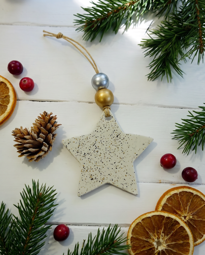 Star Christmas Ornament Handmade from Clay & Nova Scotia Beach Sand