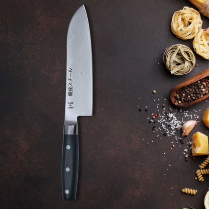 HAYAMI 180 - VG10 - Couteau Santoku en acier Damas 33 couches 180 mm