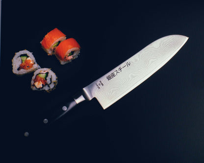 HAYAMI 180 - VG10 - Couteau Santoku en acier Damas 33 couches 180 mm