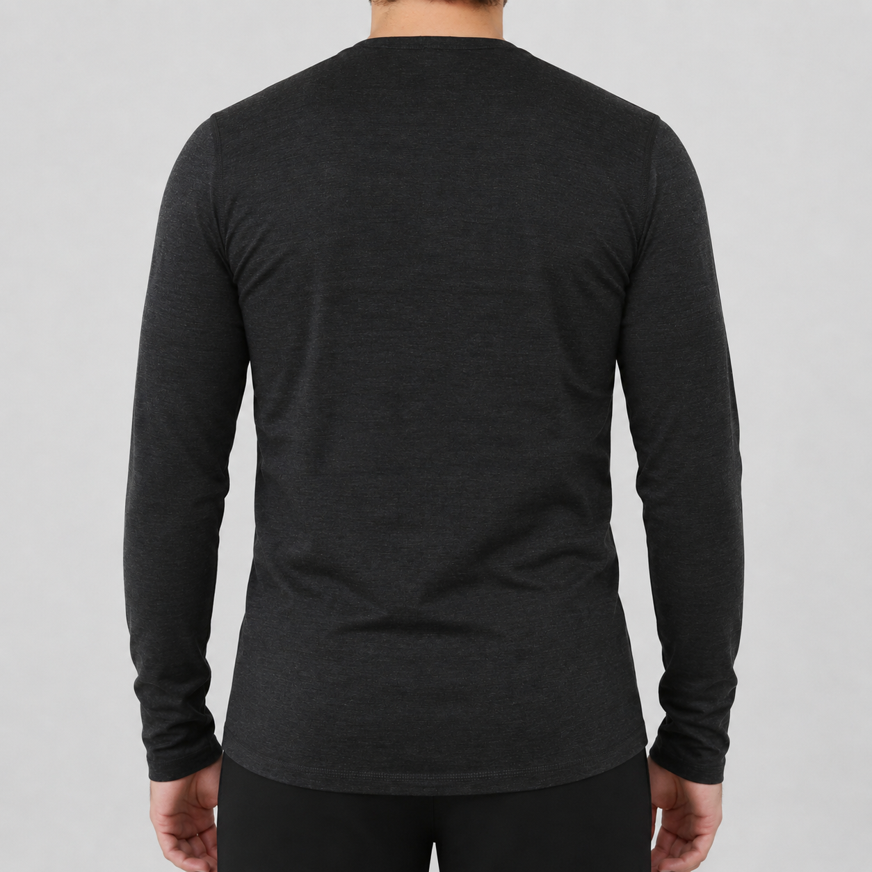 Henley à manches longues en laine mérinos pour homme — Poids moyen