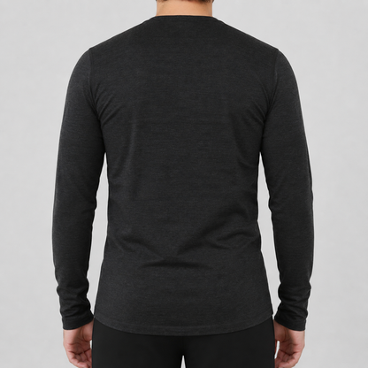 Henley à manches longues en laine mérinos pour homme — Poids moyen