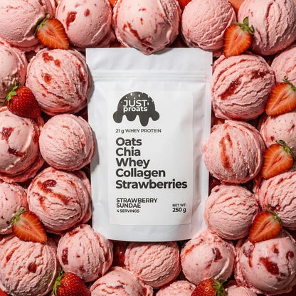 High Protein Oatmeal - Strawberry Sundae