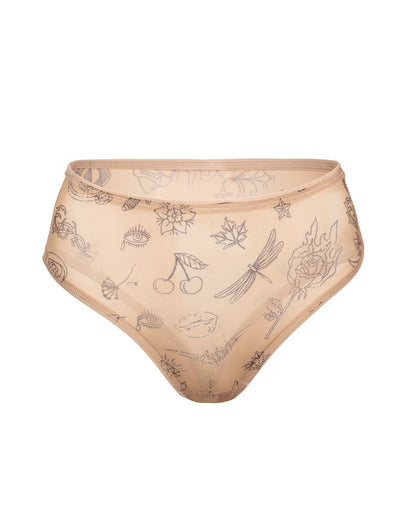 High Waist High-Rise Thong Limited Edition Tattoo Print, Alnair