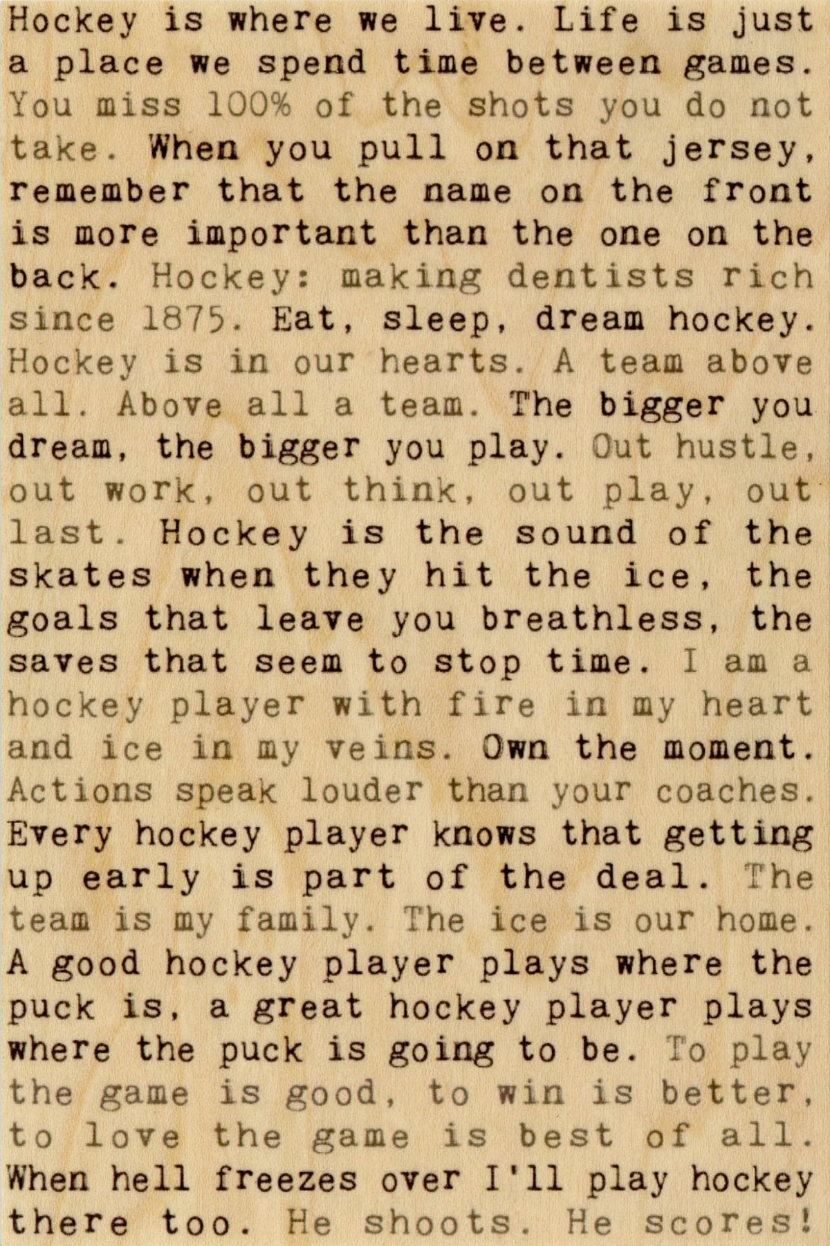 Wood Postcard - Hockey