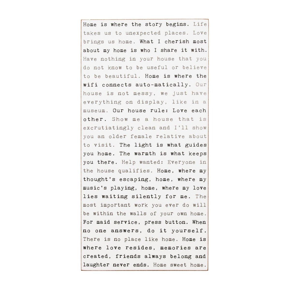 Typewriter Sign - Home