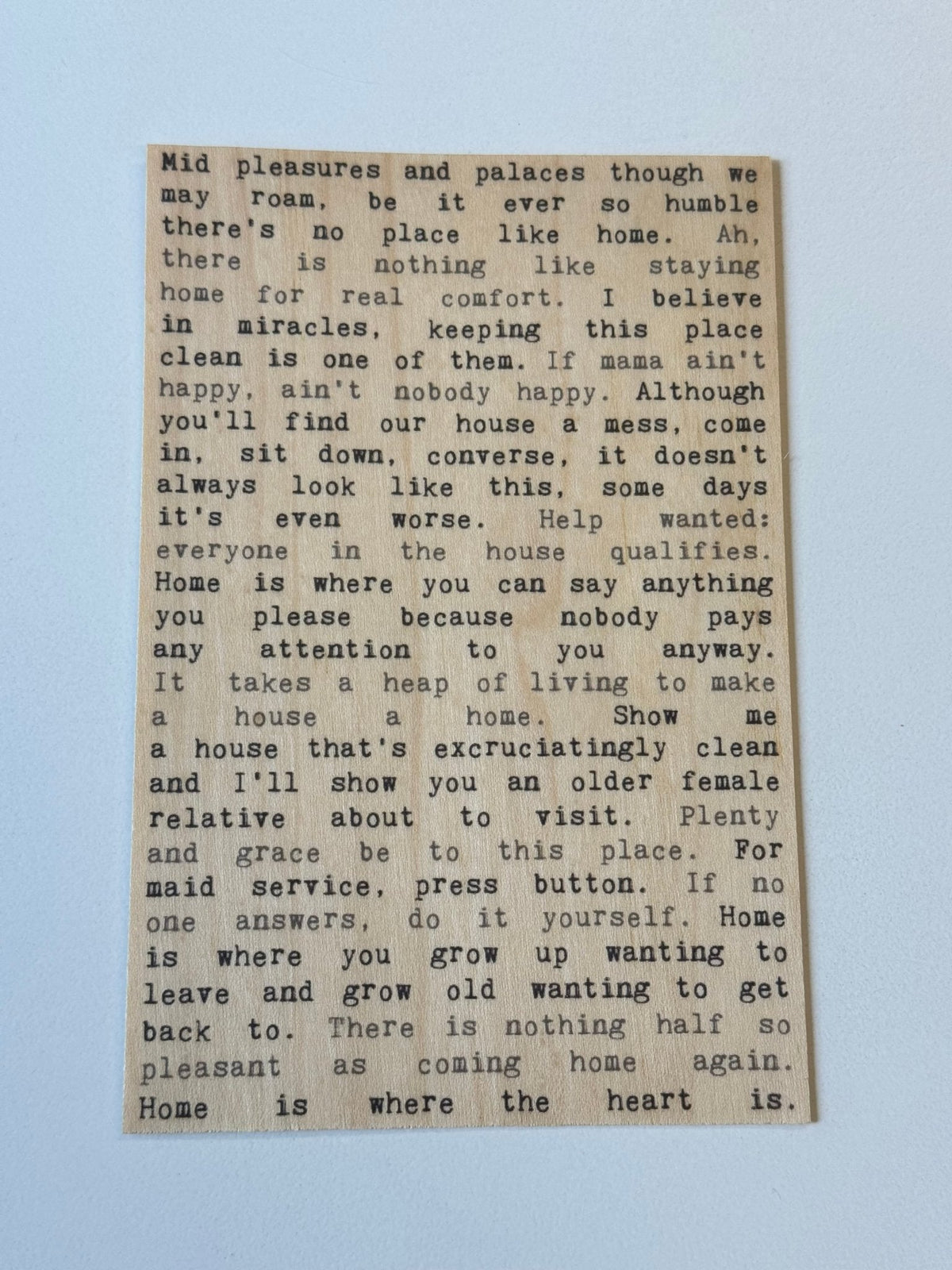 Wood Postcard - Home