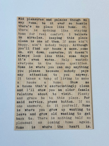Wood Postcard - Home