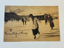 Carte postale en bois - Patineurs sur glace