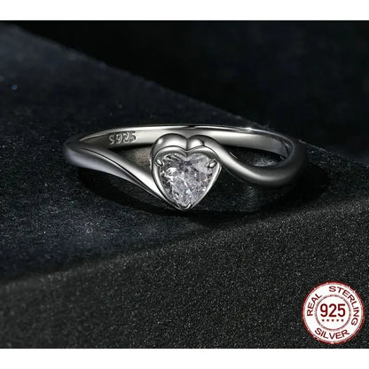 Bague Solitaire Cœur Moissanite en Argent Sterling 925