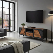 Meuble Télé AZERA Bois de Manguier et acier gris vintage