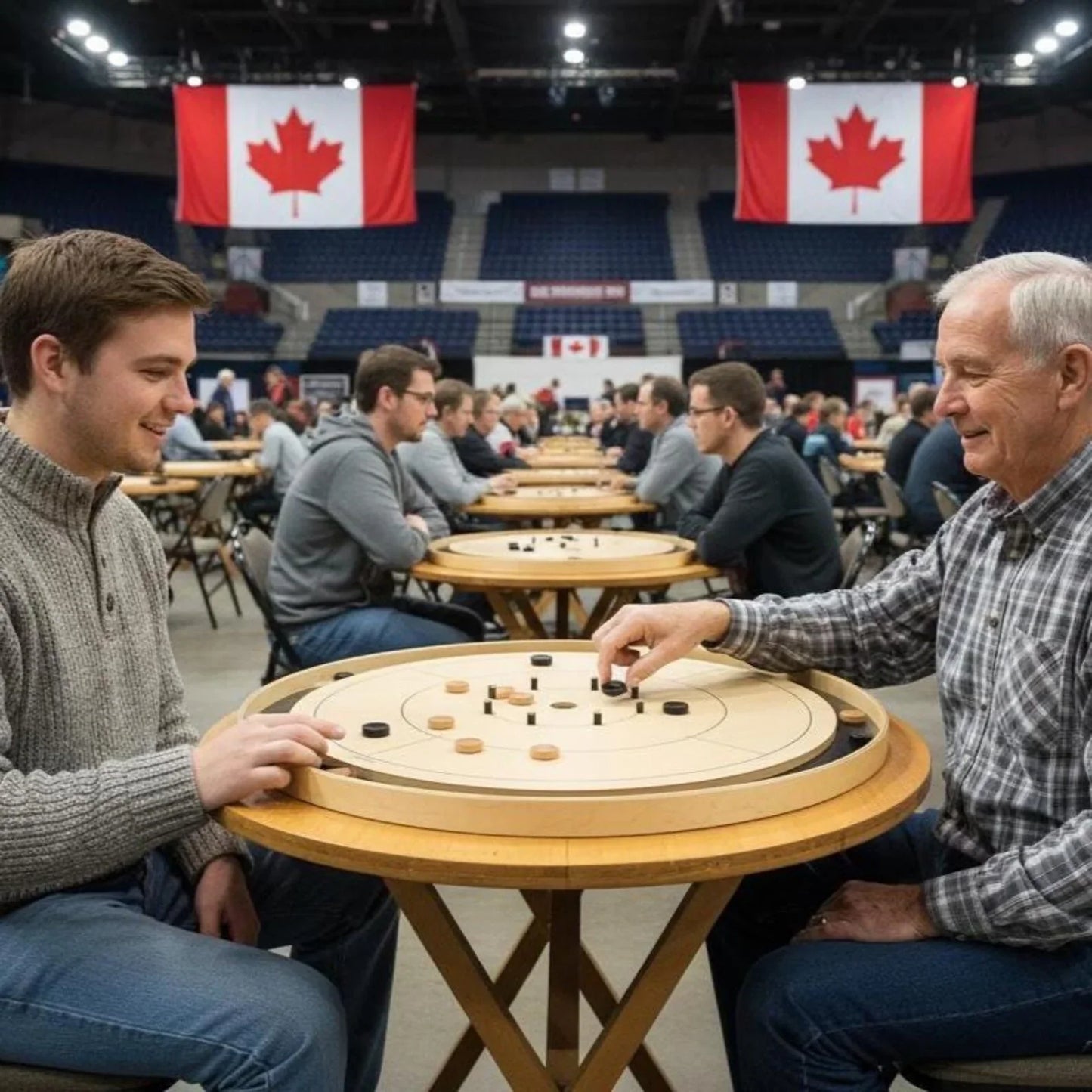 Le jeu de société Crokinole Canada (avec image de marque) – Ensemble de jeu de tournoi – Conforme aux normes de la NCA