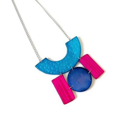 Grandes boucles d'oreilles pendantes turquoise, bleu jean et rose