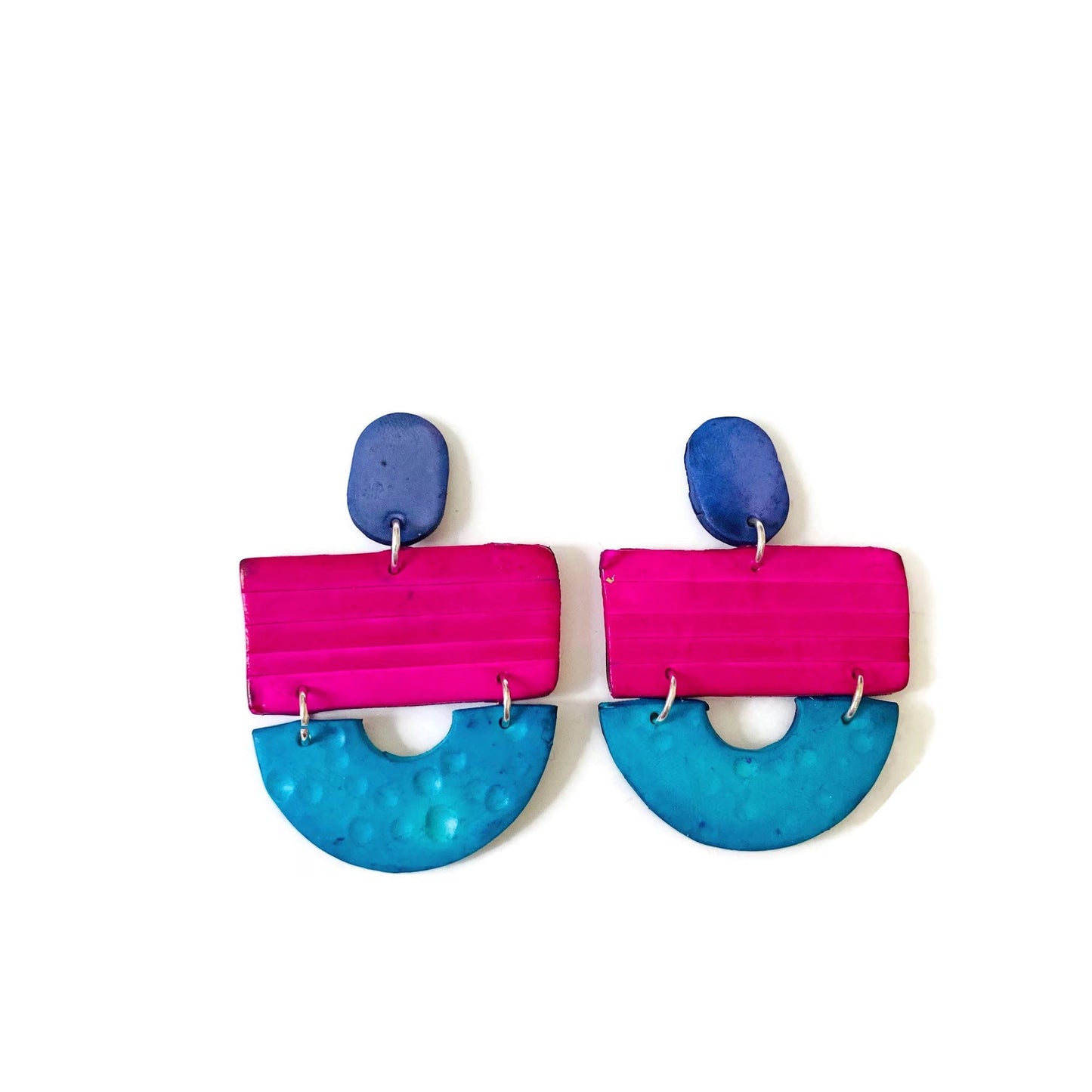 Hot Pink & Blue Geometric Jewelry Set