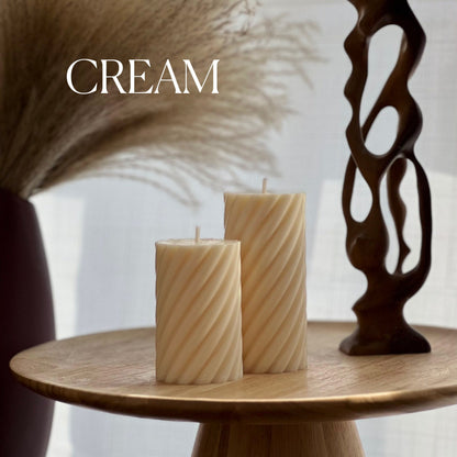 Spiral Ribbed Pillar Candle Set