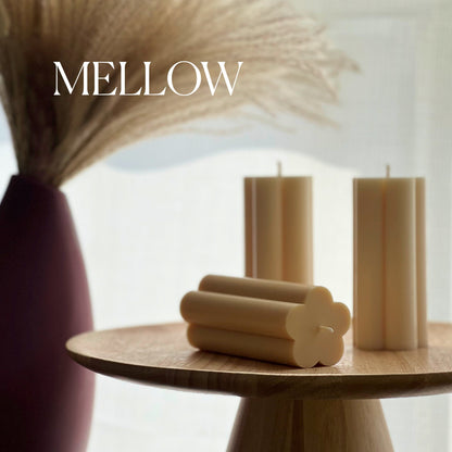 Flower Pillar Soy Candle: Minimalist Home Decor, Unscented Vegan Candle