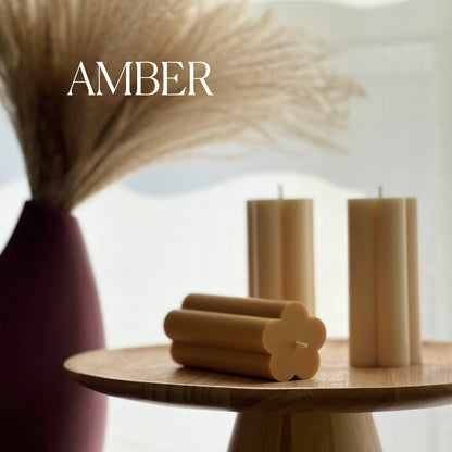 Flower Pillar Soy Candle: Minimalist Home Decor, Unscented Vegan Candle