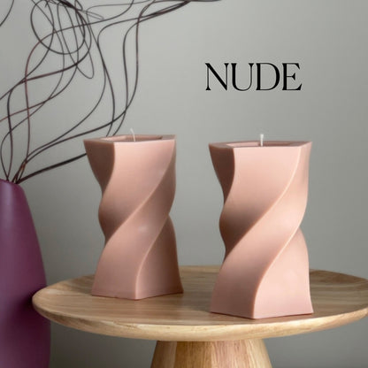 Wavy Pillar Soy Wax Candle: Unique Home Decor