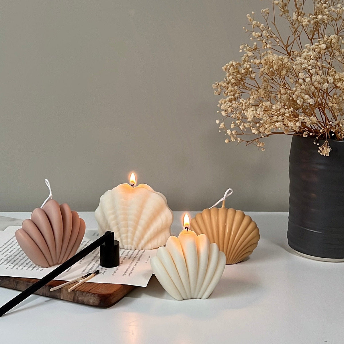 Scallop Shell Candle: Summer Home Decor, Vegan Soy Wax