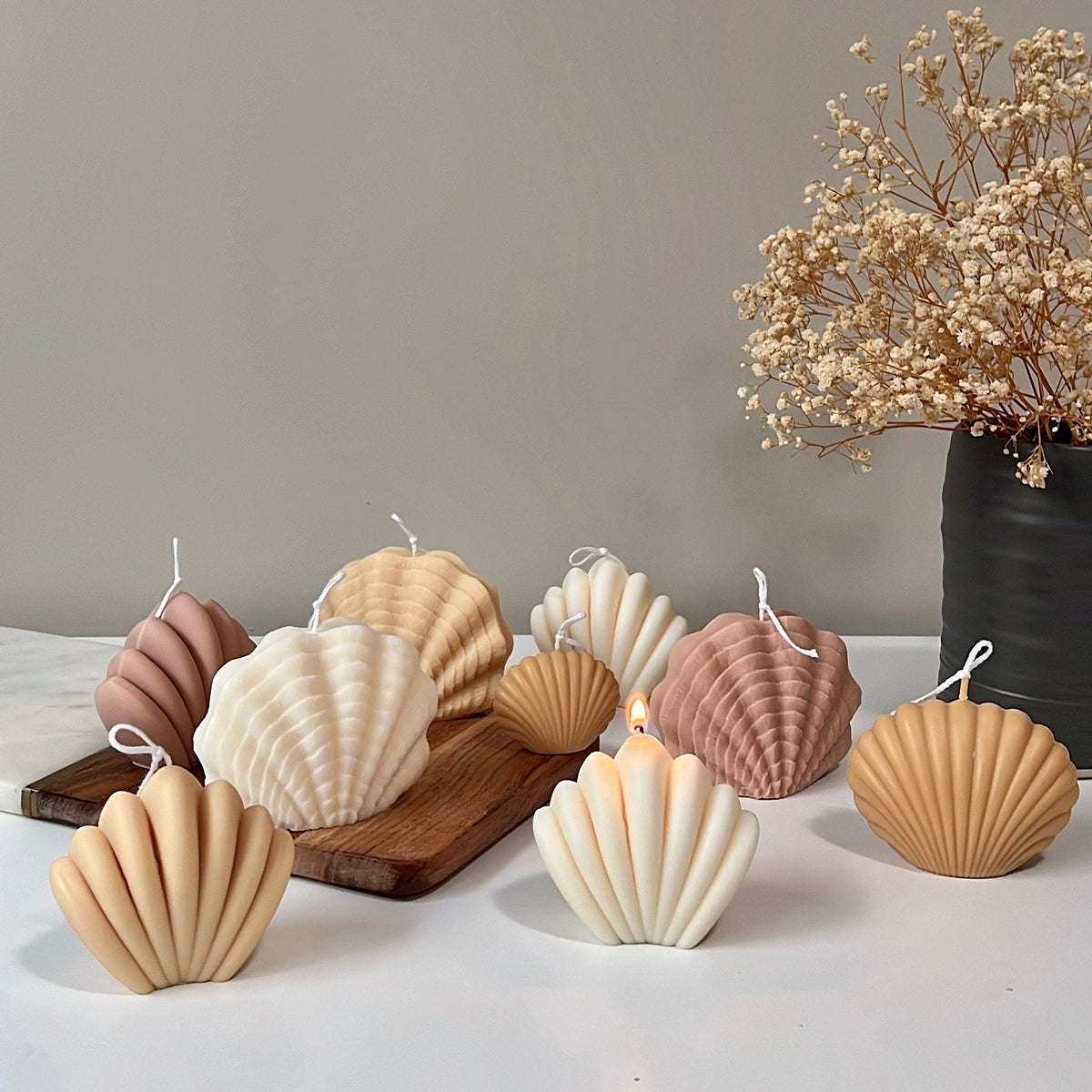 Scallop Shell Candle: Summer Home Decor, Vegan Soy Wax
