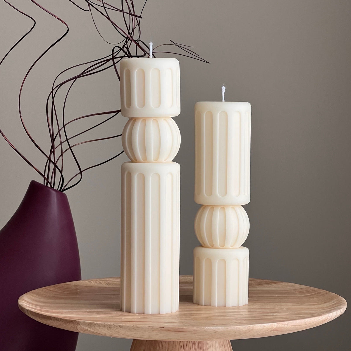 Roman Pillar Soy Wax Candle Set: Minimalist Home Decor