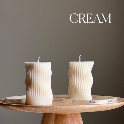 Handmade Ribbed Soy Candle | Wave Column, Decor