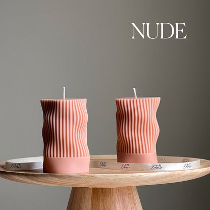 Handmade Ribbed Soy Candle | Wave Column, Decor