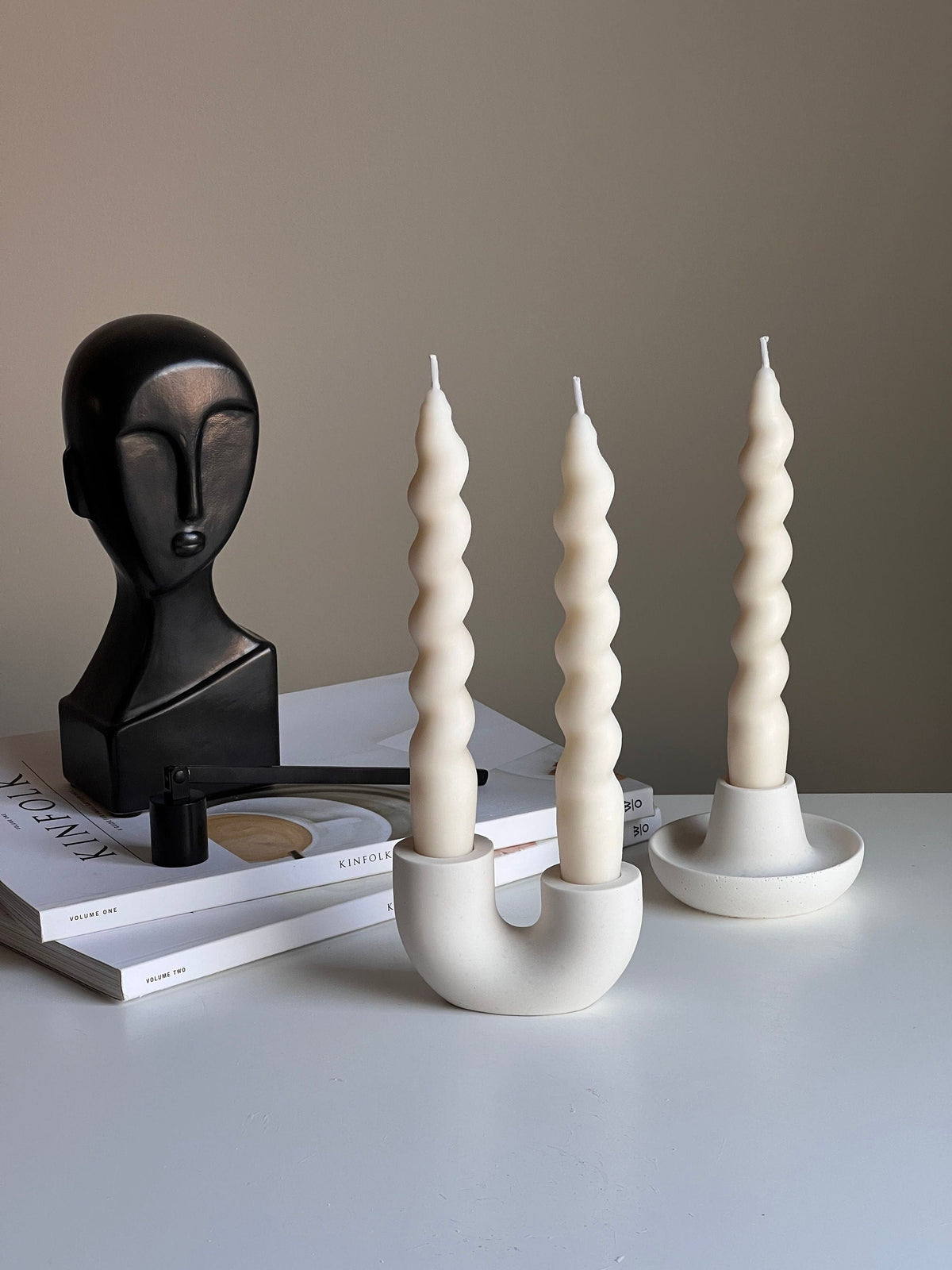 Jesmonite Double Candlestick Holder | Modern Wedding Table Decor