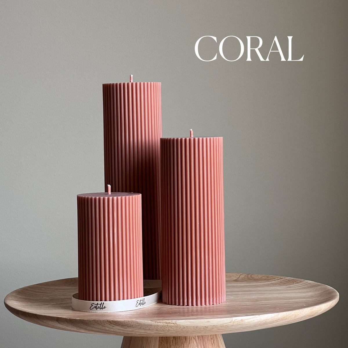 Handmade Ribbed Soy Wax Pillar Candle | Home Decor