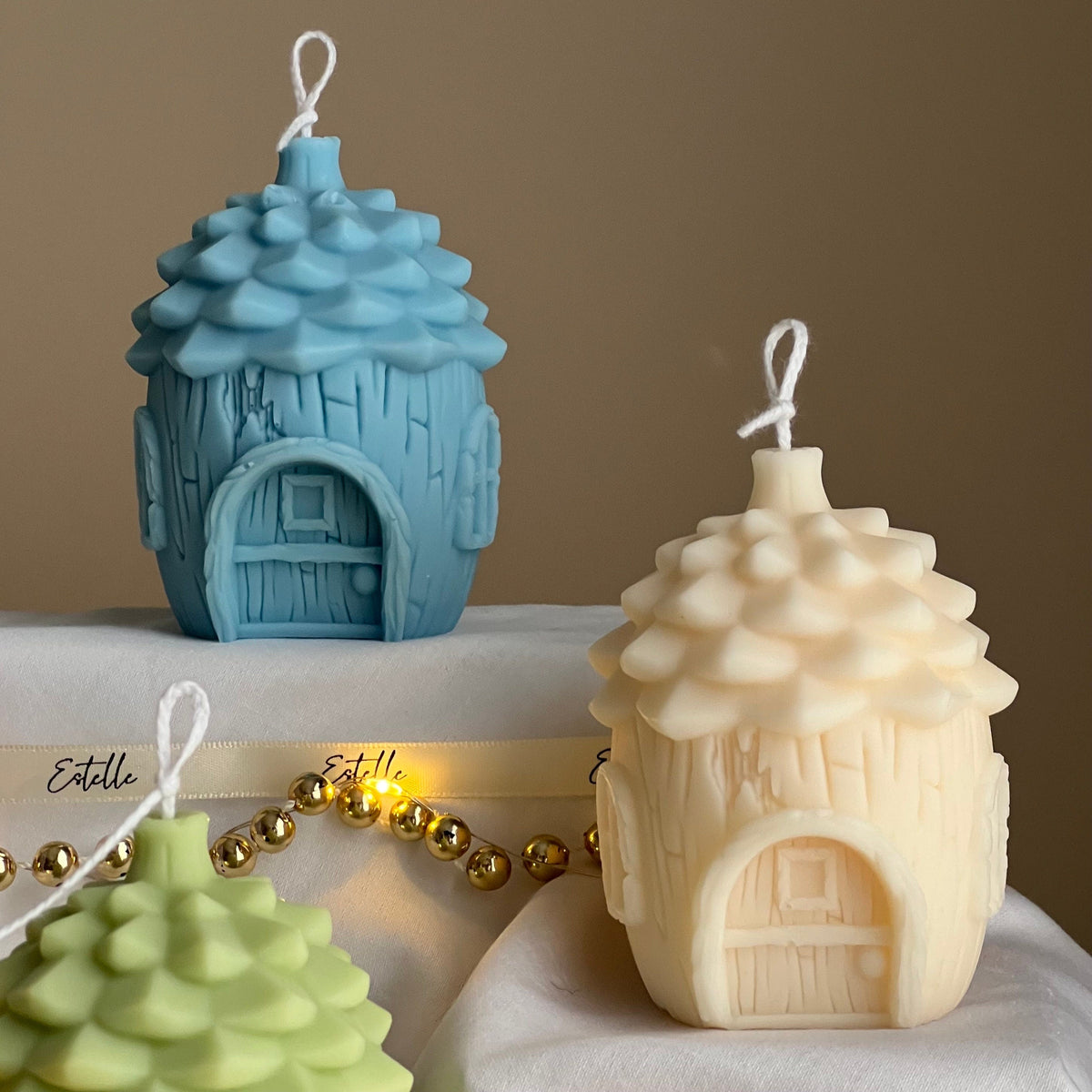 Pine Cone House Candle: Handmade Soy Christmas Decor