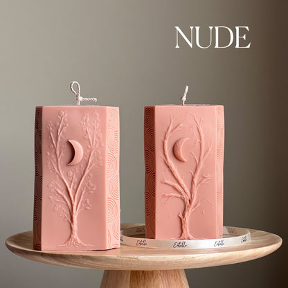 Moon Seasons Triangle Soy Candle | Handmade Pillar Candle